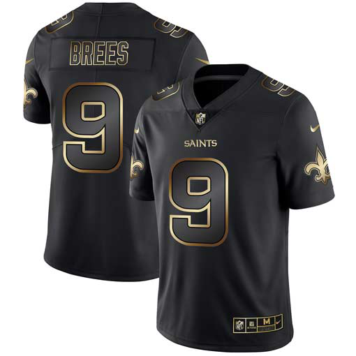 Men's Nike New Orleans Saints #9 Drew Brees Black Gold Vapor Untouchable Limited NFL Jersey