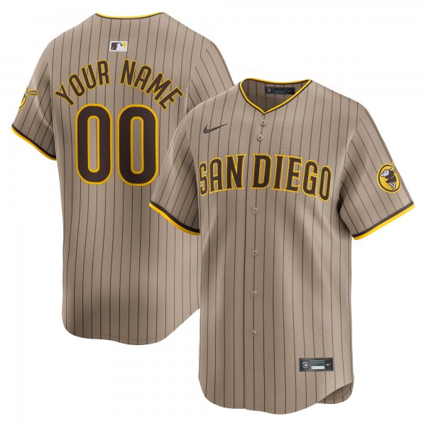 Men's San Diego Padres  Nike Khaki  Alternate Limited Custom Jersey