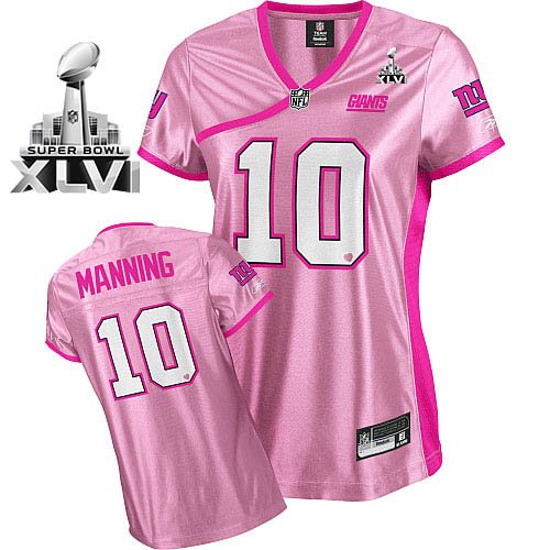 New York Giants #10 Eli Manning Pink Women's Be Luv'd Super Bowl XLVI Stitched NFL Jersey