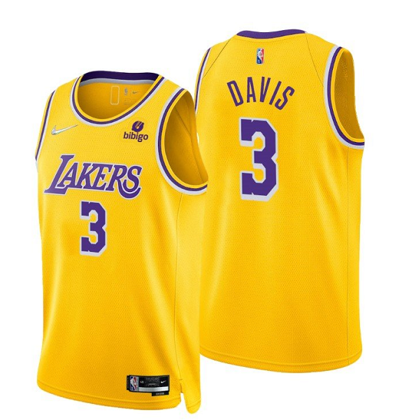 Men's Los Angeles Lakers #3 Anthony Davis Yellow Icon 2021-22 Diamond 75th Anniversary NBA Jersey