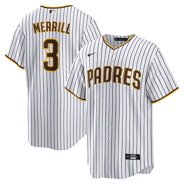 Men's San Diego Padres #3 Jackson Merrill Nike White Home Replica Jersey