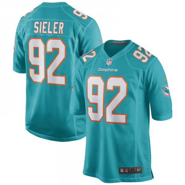 Men's Miami Dolphins Zach Sieler Nike Aqua Game Jersey