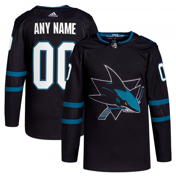 Men's San Jose Sharks  adidas Black Alternate  Primegreen Custom Jersey