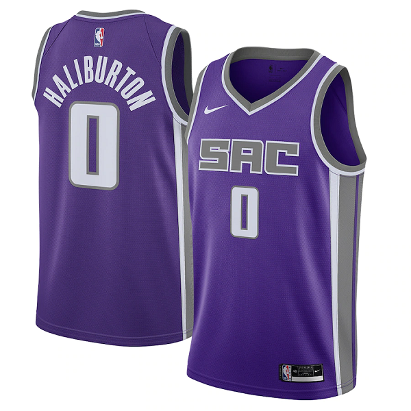 Men's Nike Sacramento Kings Tyrese Haliburton #0 Purple 2021 Swingman Icon Edition NBA Jersey