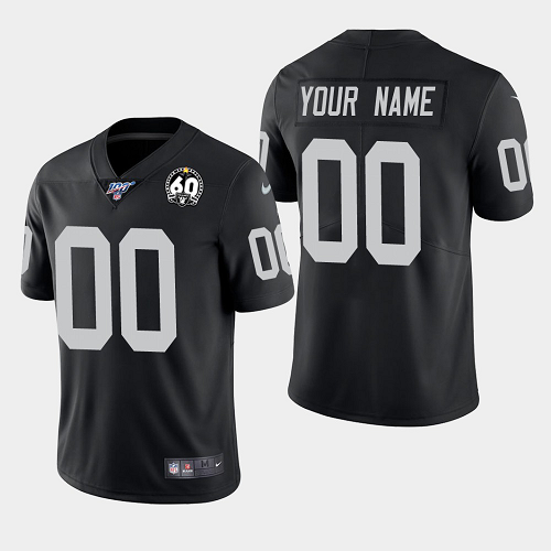 Men's Nike Las Vegas Raiders #00 Custom 100th and 60th Anniversary Vapor Limited Black Jersey