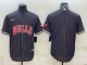 Men's Chicago Bulls Black Strips Baseball Jersey