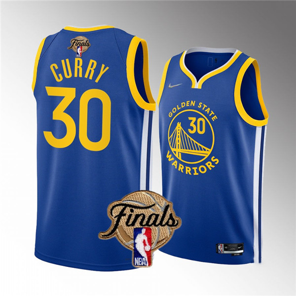 Men's Golden State Warriors #30 Stephen Curry Royal 2022 Finals Stitched Basketball NBA Jersey