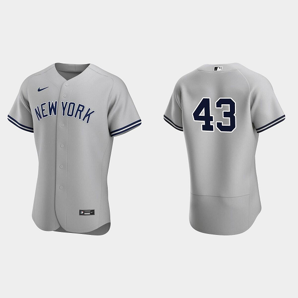 Men's New York Yankees #43 Jonathan Loaisiga Gray Road Flex Base MLB Jersey