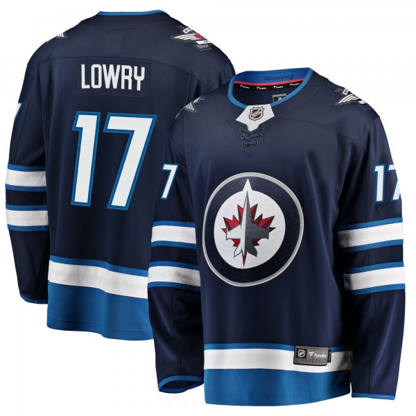 Men's Winnipeg Jets Adam Lowry Fanatics Navy Breakaway Replica Jersey