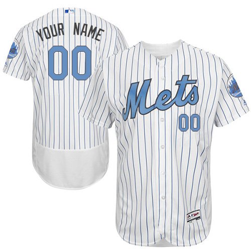 New York Mets White Father's Day Flex Base Men's Customized MLB Jersey