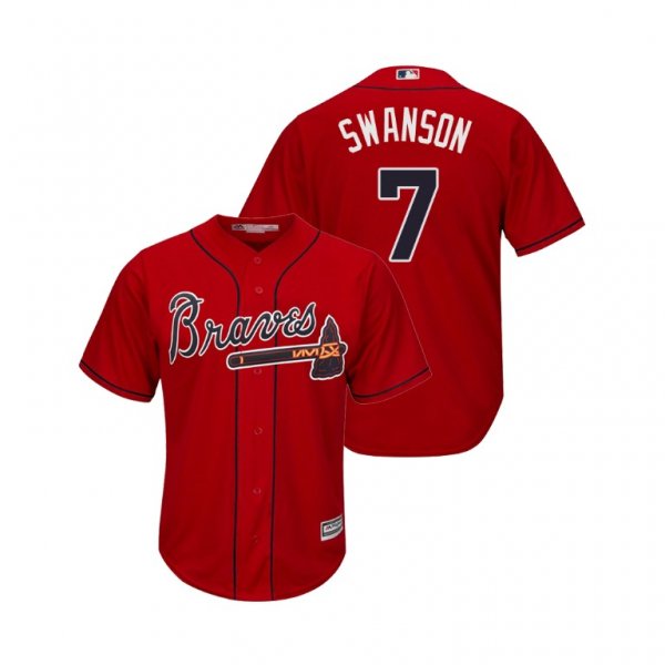 Men's Atlanta Braves Dansby Swanson Official Alternate 2019 Cool Base MLB Jersey