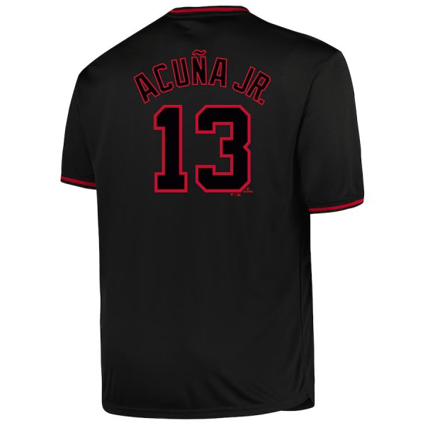 Men's Atlanta Braves Ronald Acu?a Jr. Profile Black Big & Tall Pop Fashion Player Jersey