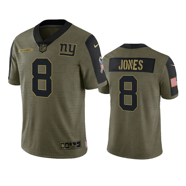 New York Giants Daniel Jones Olive 2021 Salute To Service Men's Limited NFL Jersey