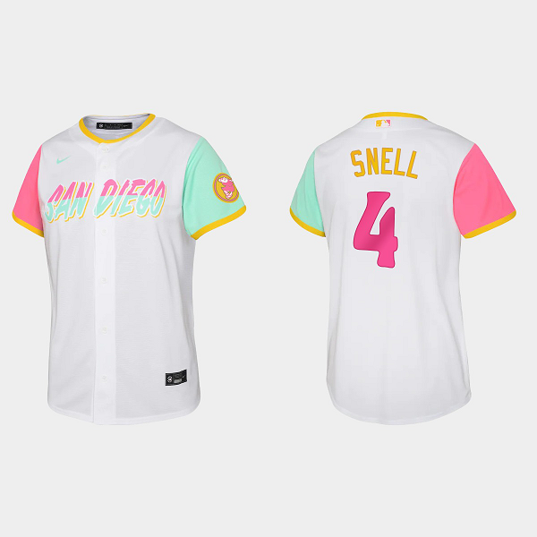 Youth San Diego Padres #4 Blake Snell White 2022 City Connect MLB Jersey