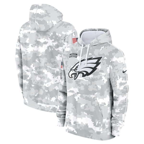 Men's Nike Arctic Camo Philadelphia Eagles 2024 Salute To Service Club Fleece Pullover Hoodie