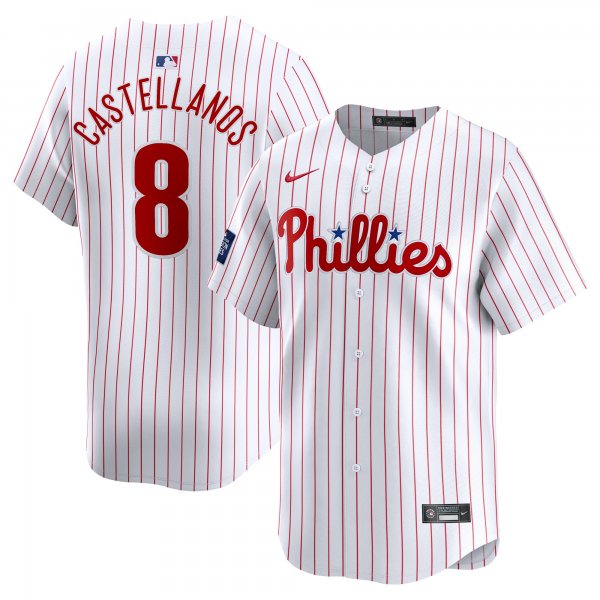 Men's Philadelphia Phillies Nick Castellanos Nike White 2024 MLB World Tour London Series Home Limited Player Jersey