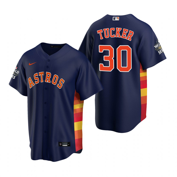 Men's Houston Astros Kyle Tucker Navy 2022 World Series Cool Base Jersey