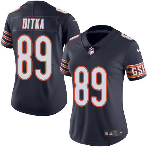 Nike Chicago Bears #89 Mike Ditka Navy Blue Team Color Women's Stitched NFL Vapor Untouchable Limited Jersey