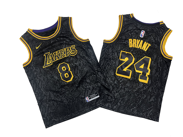 Men's Los Angeles Lakers #24 Kobe Bryant Black Mitchell and NessSwingman City Edition NBA Jersey