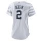 Women's New York Yankees Derek Jeter Nike White/Navy Home Replica Player Name Jersey