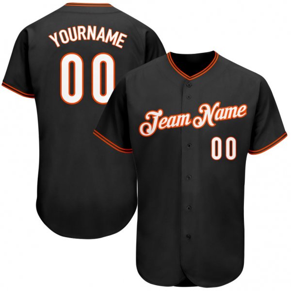 Men's Custom Black White-Orange Authentic Baseball Jersey