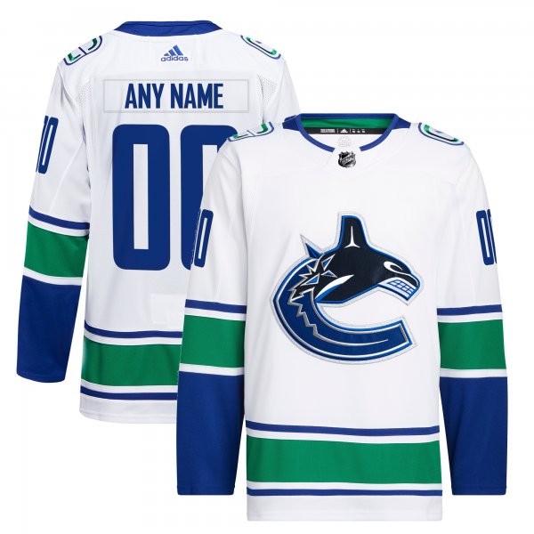 Men's Vancouver Canucks  adidas White Away  Primegreen Custom Jersey