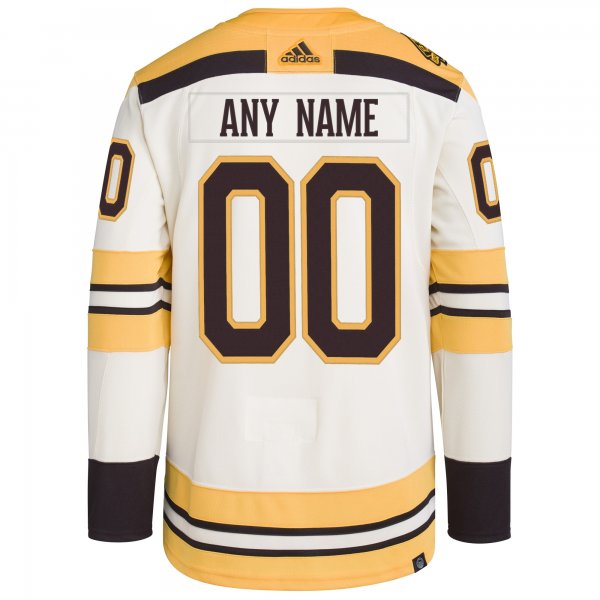 Men's Boston Bruins  adidas Cream  100th Anniversary Primegreen Custom Jersey