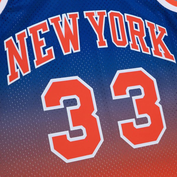 Men's New York Knicks Patrick Ewing Mitchell & Ness Orange/Royal 1991/92 Hardwood Classics Fadeaway Swingman Player Jersey