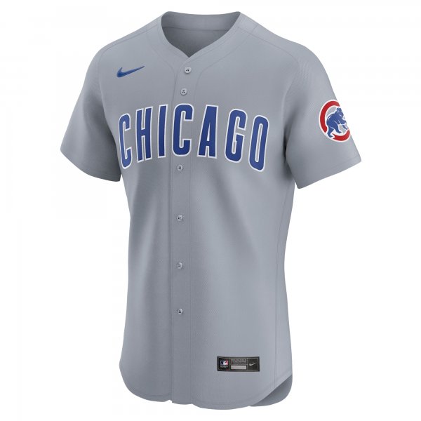 Men's Chicago Cubs  Nike Gray Road Vapor Premier Elite Patch Jersey