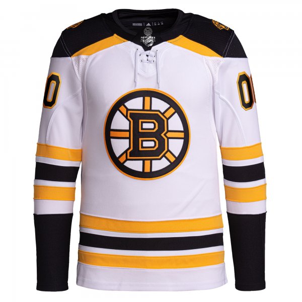 Men's Boston Bruins  adidas White Away  Primegreen Custom Jersey