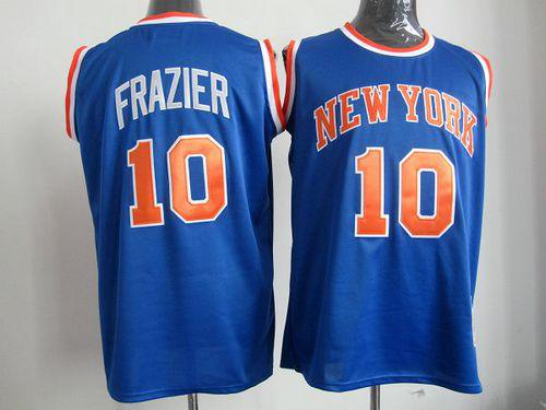 Mitchell And Ness Men's New York Knicks #10 Walt Frazier Blue Throwback Stitched NBA Jersey