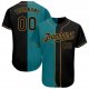 Men's Custom Aqua-Black Old Gold Authentic Split Fashion Baseball Jersey