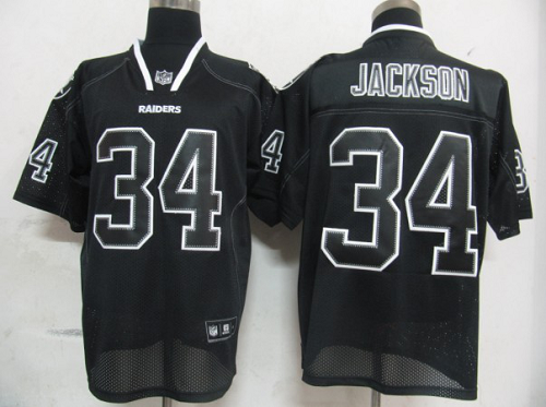 Men's Las Vegas Raiders #34 Bo Jackson Lights Out Black Stitched NFL Jersey