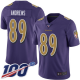 Men's Baltimore Ravens #89 Mark Andrews Purple Stitched NFL Limited Rush 100th Season Jersey