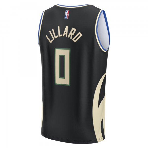 Youth Milwaukee Bucks Damian Lillard Fanatics Black Fast Break Player Jersey - Statement Edition