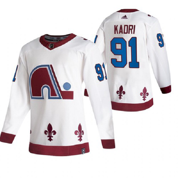 Men's Colorado Avalanche Nazem Kadri 2021 Reverse Retro White Jersey