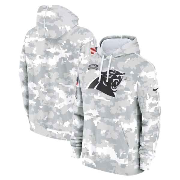 Men's Nike Arctic Camo Carolina Panthers 2024 Salute To Service Club Fleece Pullover Hoodie