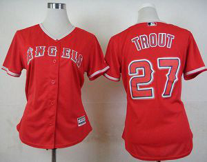 Los Angeles Angels #27 Mike Trout Red Alternate Women's Stitched MLB Jersey