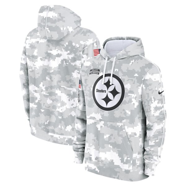 Men's Nike Arctic Camo Pittsburgh Steelers 2024 Salute To Service Club Fleece Pullover Hoodie