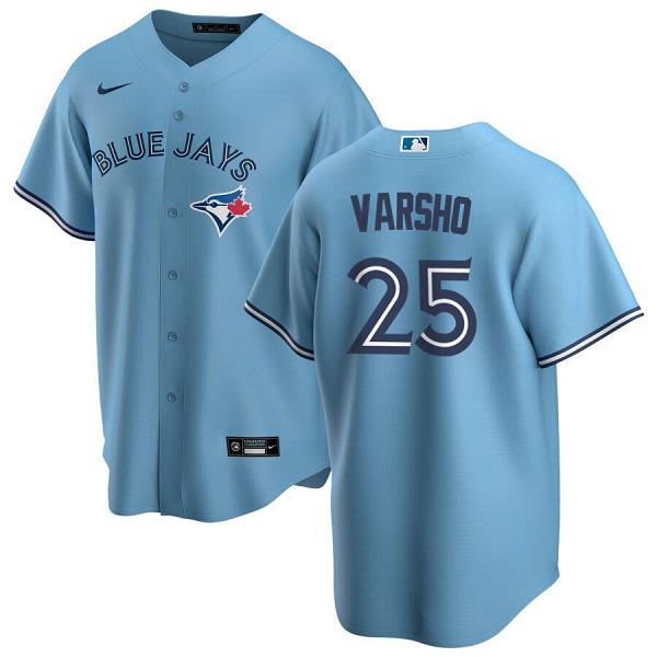 Men's Toronto Blue Jays #25 Daulton Varsho Light Blue Alternate Cool Base Jersey