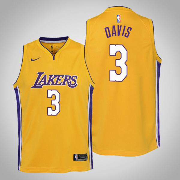 Youth Nike Los Angeles Lakers #3 Anthony Davis Icon Gold Jersey NBA Jersey