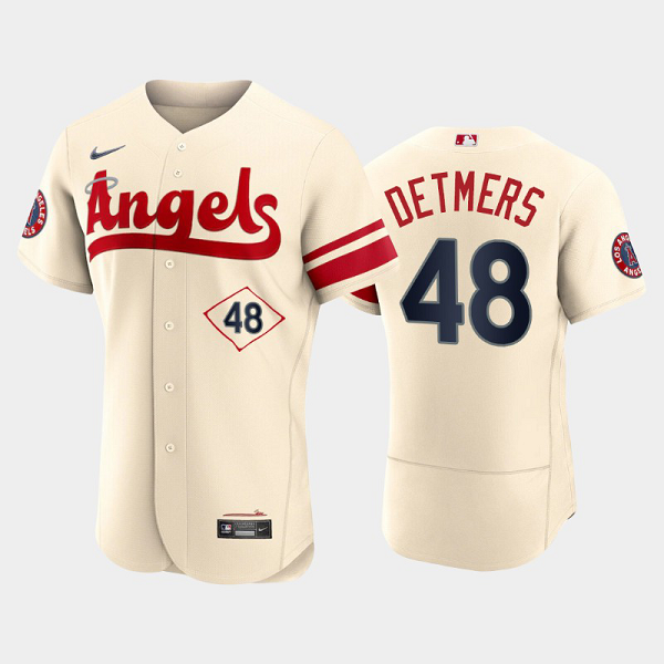 Men's Los Angeles Angels #48 Reid Detmers 2022 City Connect Cream MLB Flex Base Jersey