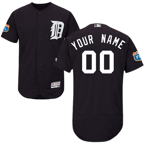 Detroit Tigers Navy Men's Customized Flex Base MLB Jersey