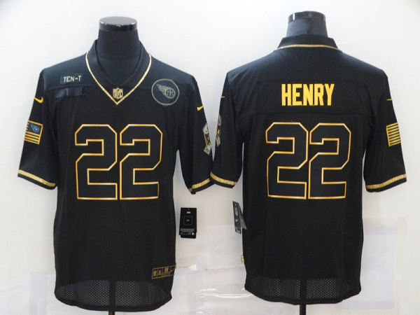 Men's Tennessee Titans #22 Derrick Henry Black Gold 2020 Salute To Service Stitched NFL Nike Limited Jersey