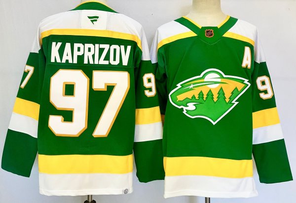 Men's #97 Kirill Kaprizov Minnesota Wild Green And White City Edition Jersey