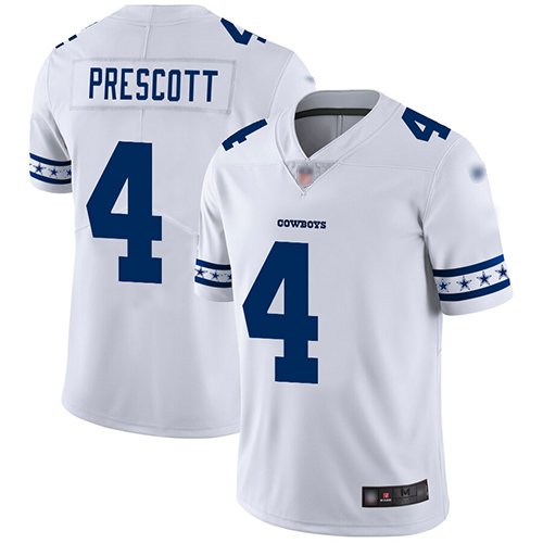 Dallas Cowboys #4 Dak Prescott White Men's Stitched NFL Limited Team Logo Fashion Jersey