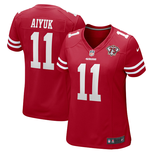 Women's San Francisco 49ers #11 Brandon Aiyuk Nike Scarlet 75th Anniversary Player Limited Jersey