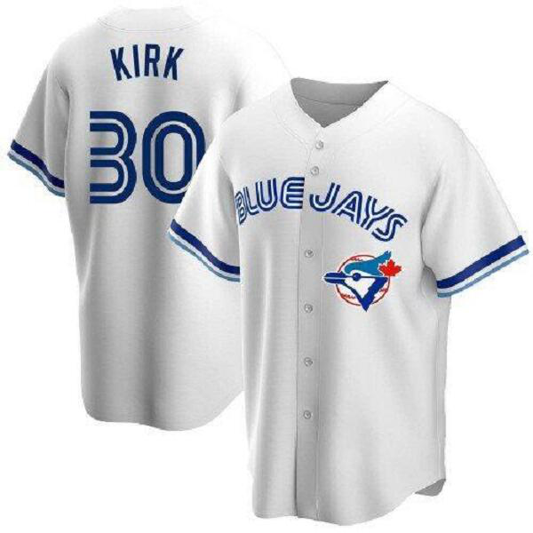 Men's Toronto Blue Jays #30 Alejandro Kirk White Cool Base Stitched MLB Jersey