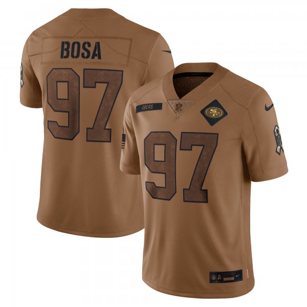 Men's San Francisco 49ers #97 Nick Bosa Nike Brown 2023 Salute To Service Limited Jersey