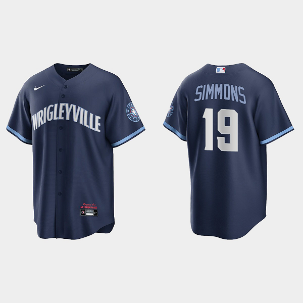 Men's Chicago Cubs #49 Andrelton Simmons 2021 City Connect Navy MLB Jersey